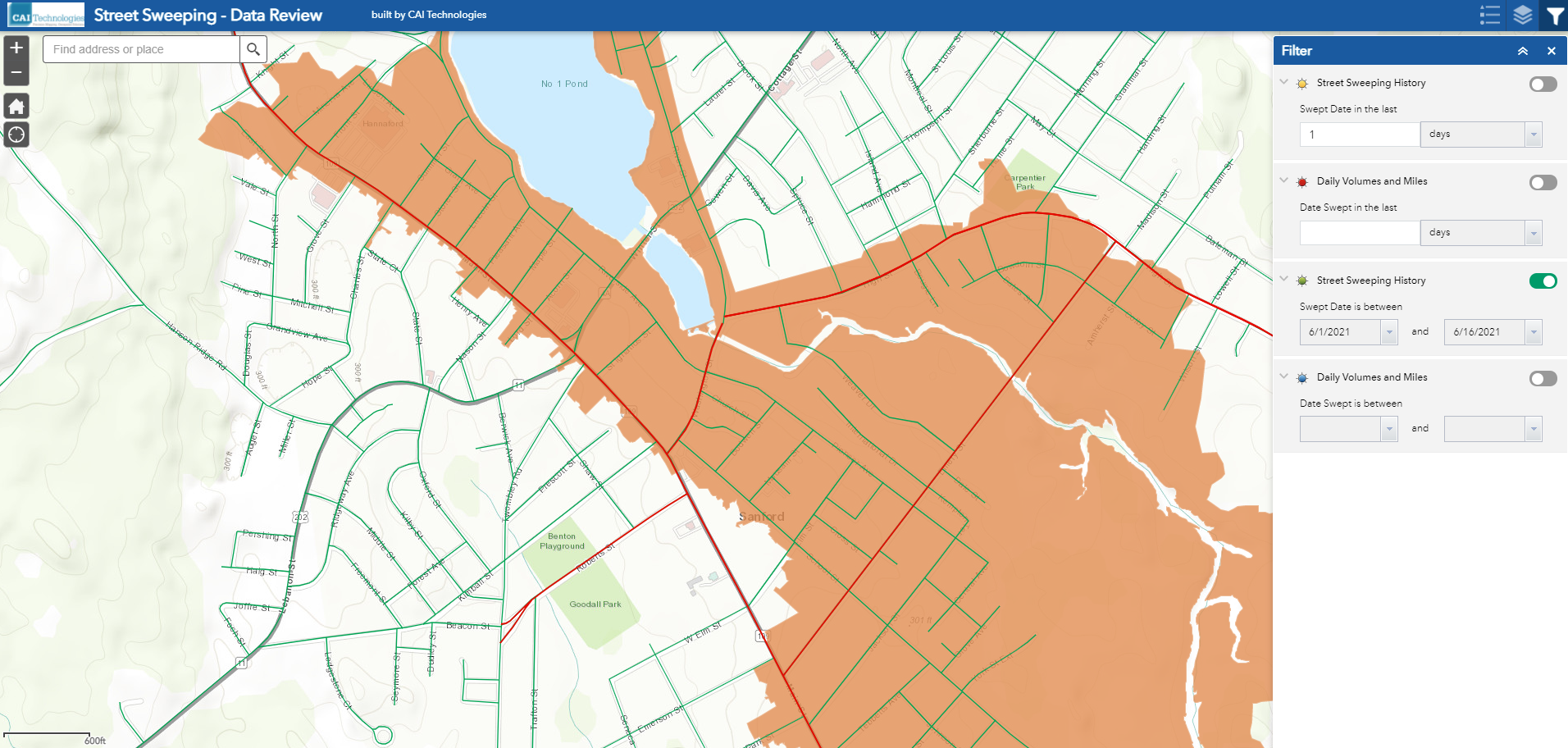 Sanford, ME Street Sweeping Tracker CAI Technologies