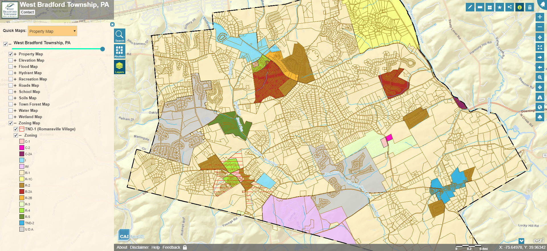 Bradford County Pa Gis West Bradford, Pa Online Gis Services - Cai Technologies